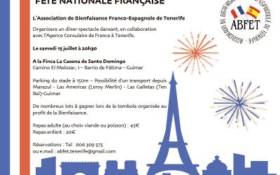 Fête nationale française : dîner-spectacle le samedi 15 juillet à 20h30 à la Finca La Casona  Santo Domingo, à Güimar
